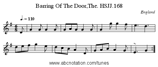 Barring Of The Door,The. HSJJ.168 - staff notation