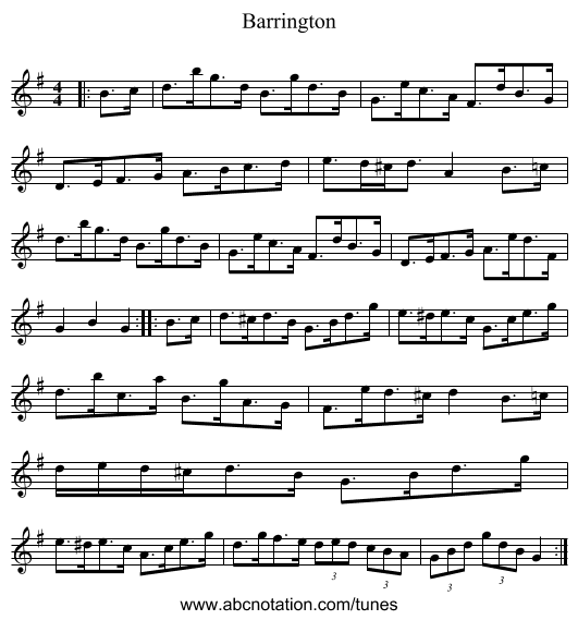 Barrington - staff notation