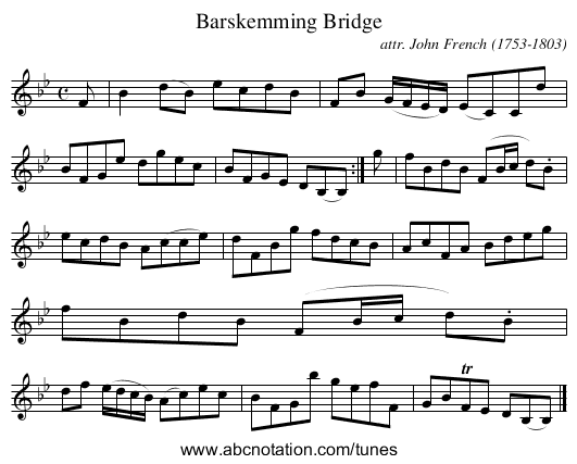 Barskemming Bridge - staff notation