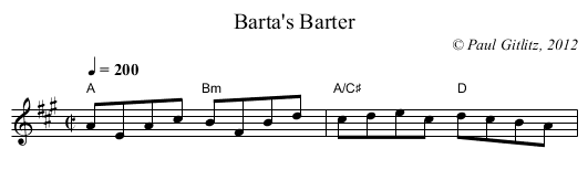 Barta's Barter - staff notation
