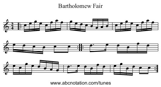 Bartholomew Fair - staff notation