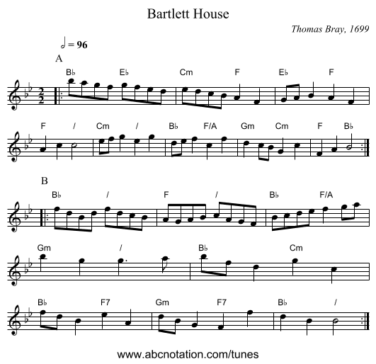 Bartlett House - staff notation