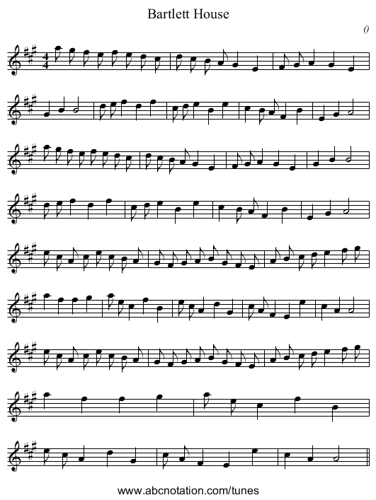 Bartlett House - staff notation