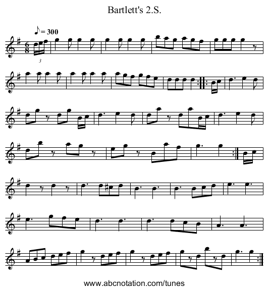 Bartlett's 2.S. - staff notation