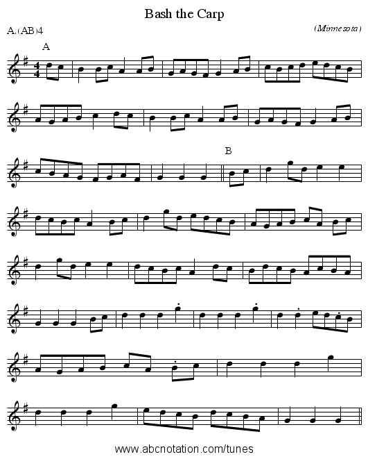 Bash the Carp - staff notation