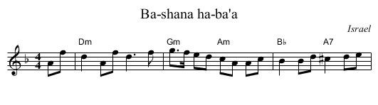 Ba-shana ha-ba'a - staff notation
