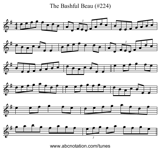 Bashful Beau (#224), The - staff notation