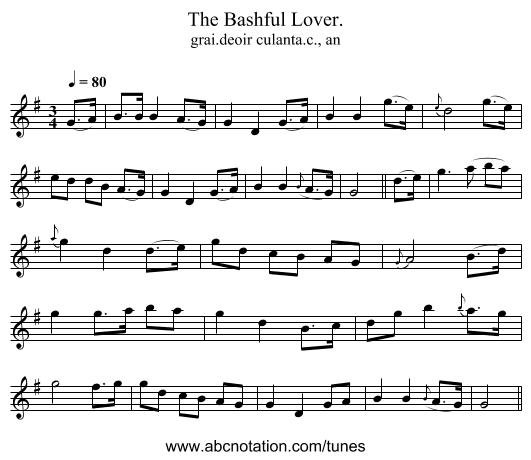 Bashful Lover., The - staff notation