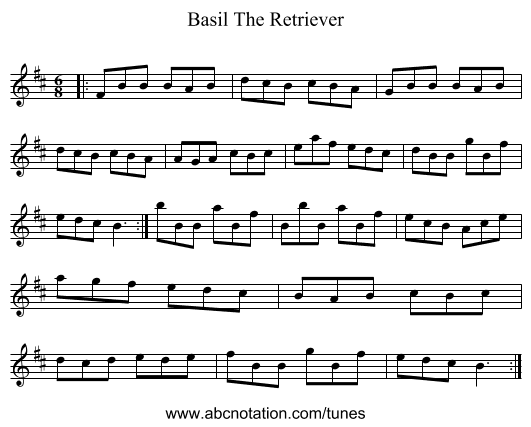 Basil The Retriever - staff notation