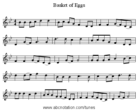 Basket of Eggs - staff notation