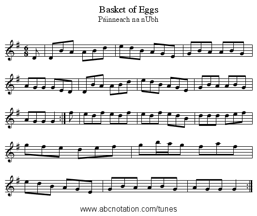 Basket of Eggs - staff notation