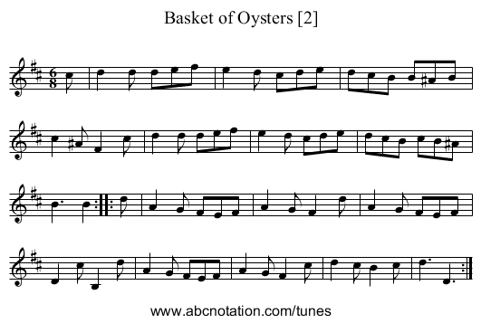 Basket of Oysters [2] - staff notation