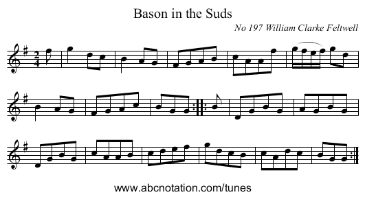 Bason in the Suds - staff notation