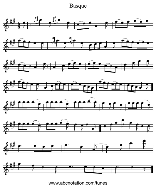 Basque - staff notation