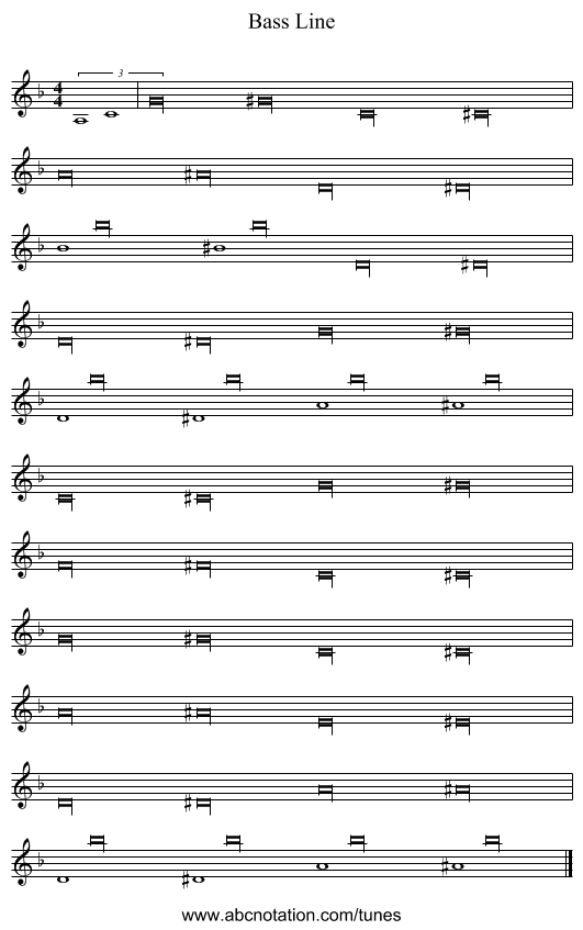 Bass Line - staff notation