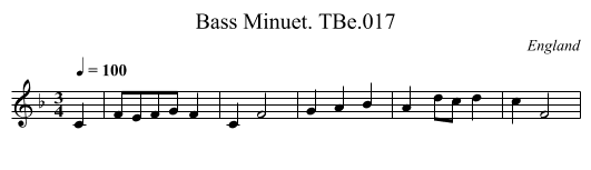 Bass Minuet. TBe.017 - staff notation