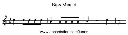 Bass Minuet - staff notation
