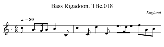Bass Rigadoon. TBe.018 - staff notation