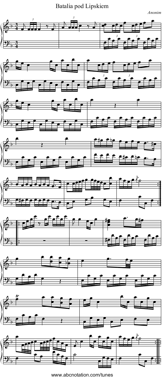 Batalia pod Lipskiem - staff notation
