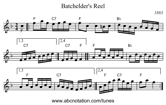 Batchelder's Reel - staff notation