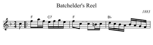 Batchelder's Reel - staff notation