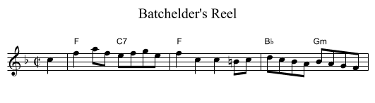 Batchelder's Reel - staff notation