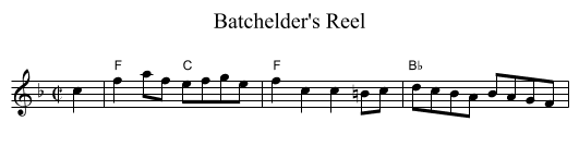 Batchelder's Reel - staff notation