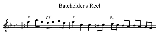 Batchelder's Reel - staff notation
