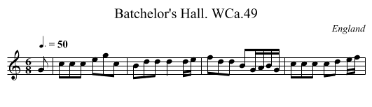 Batchelor's Hall. WCa.49 - staff notation