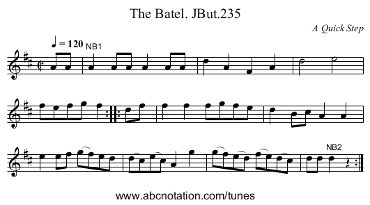 Batel. JBut.235, The - staff notation