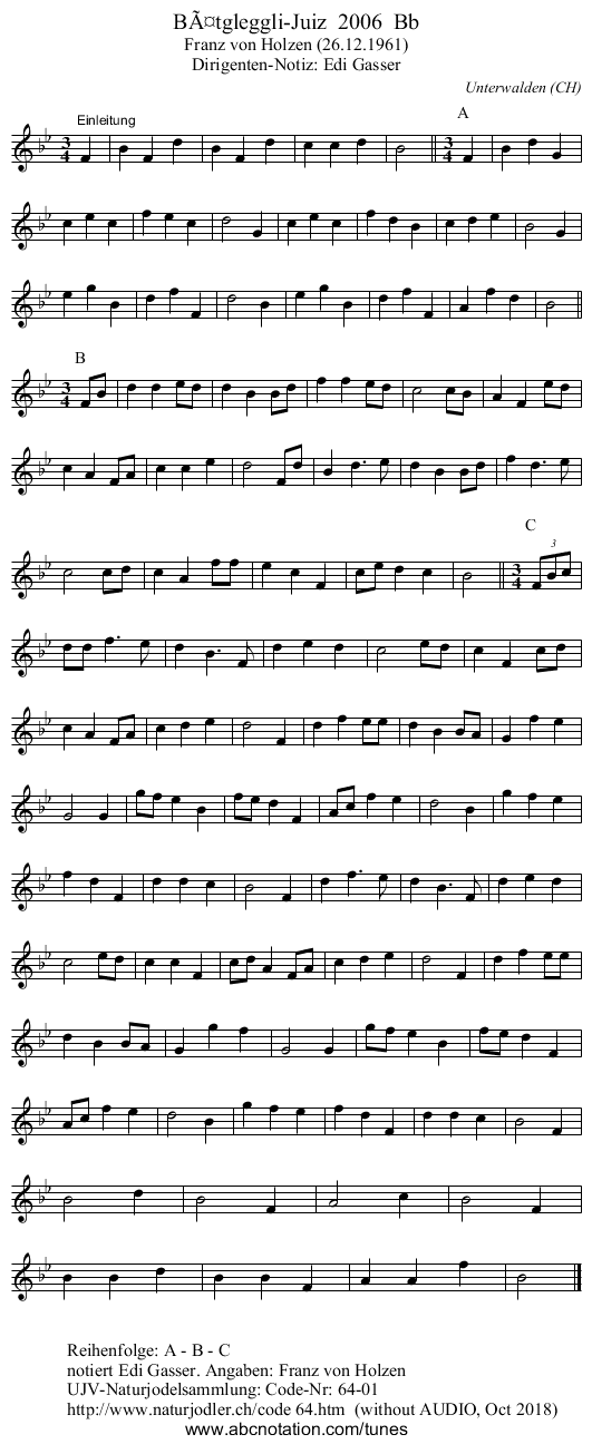 BÃ¤tgleggli-Juiz  2006  Bb - staff notation