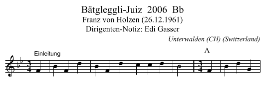 Bätgleggli-Juiz  2006  Bb - staff notation