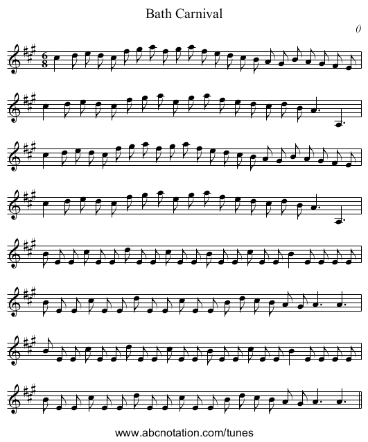 Bath Carnival - staff notation