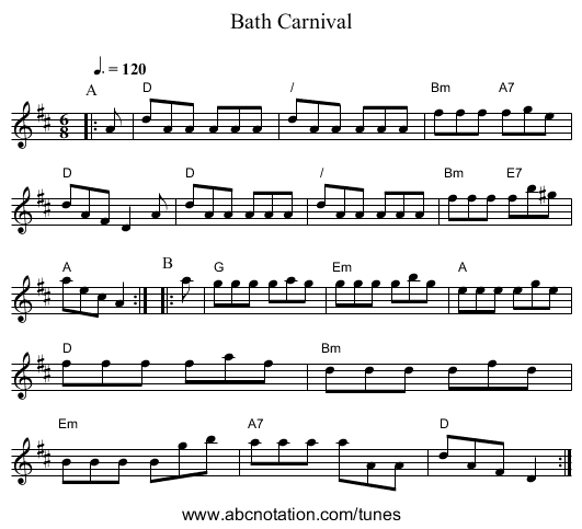 Bath Carnival - staff notation