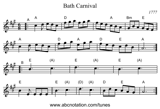 Bath Carnival - staff notation