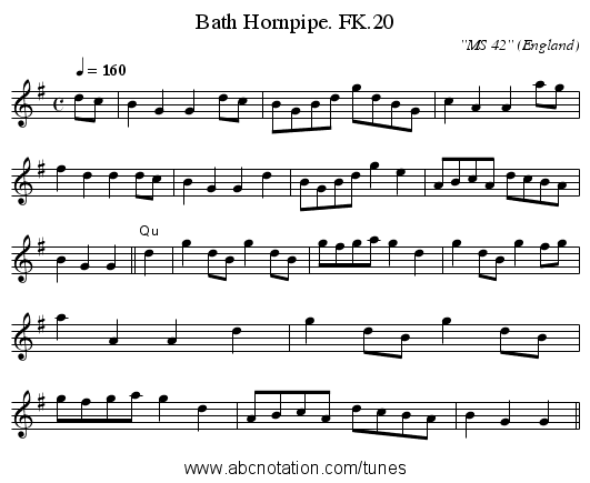 Bath Hornpipe. FK.20 - staff notation