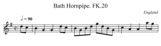 Bath Hornpipe. FK.20 - staff notation
