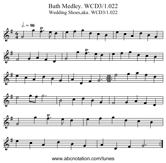 Bath Medley. WCD3/1.022 - staff notation
