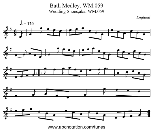 Bath Medley. WM.059 - staff notation