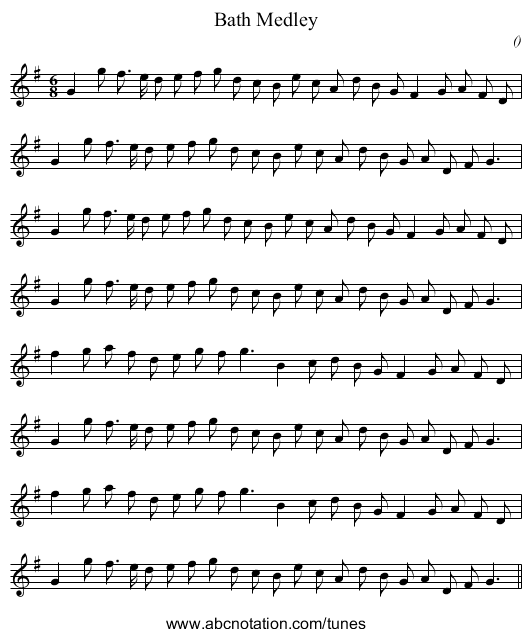 Bath Medley - staff notation