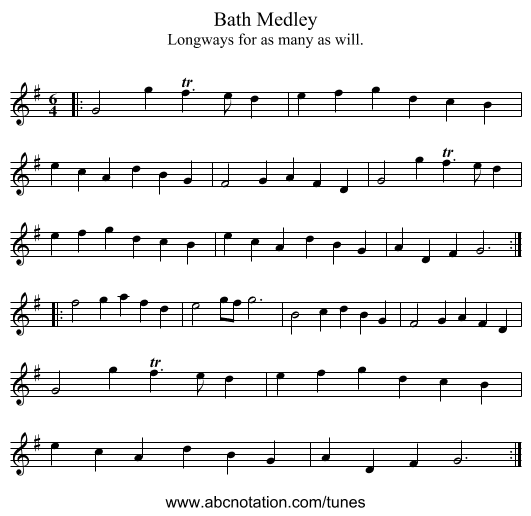 Bath Medley - staff notation
