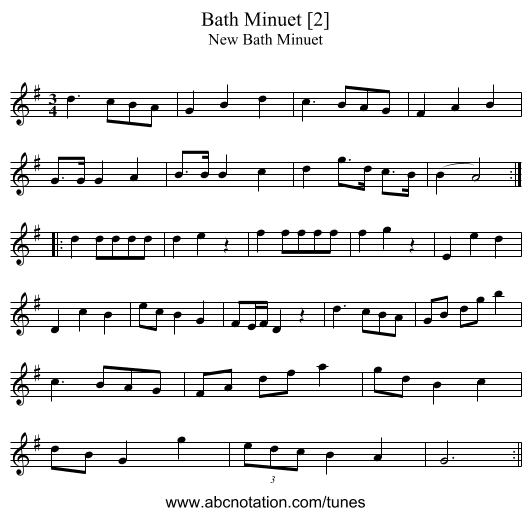 Bath Minuet [2] - staff notation