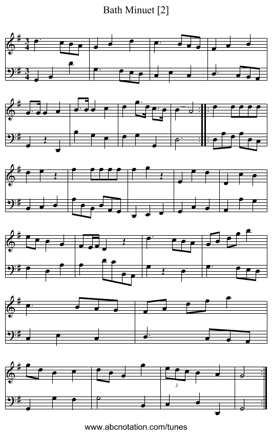 Bath Minuet [2] - staff notation