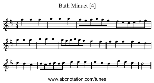 Bath Minuet [4] - staff notation