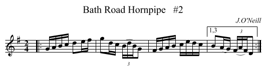 Bath Road Hornpipe   #2 - staff notation