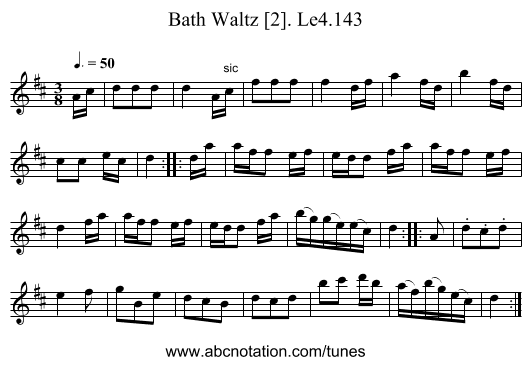 Bath Waltz [2]. Le4.143 - staff notation