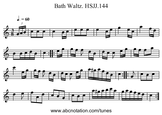 Bath Waltz. HSJJ.144 - staff notation
