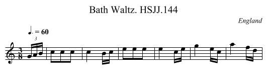 Bath Waltz. HSJJ.144 - staff notation