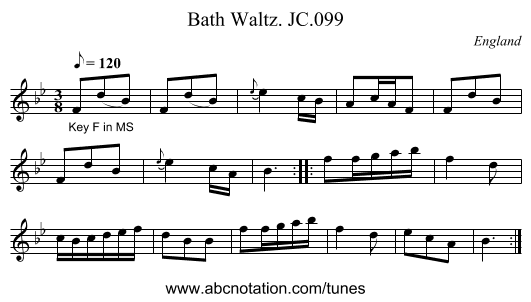 Bath Waltz. JC.099 - staff notation