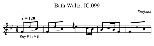 Bath Waltz. JC.099 - staff notation